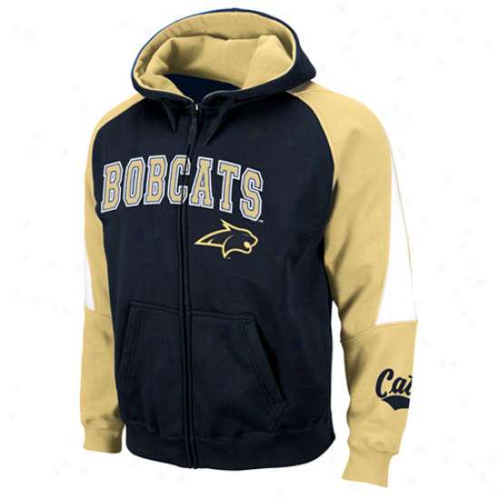 Montana State Bobcats Navy Blue-gold Playmaker Full Zip Hoodie Sweatshirt