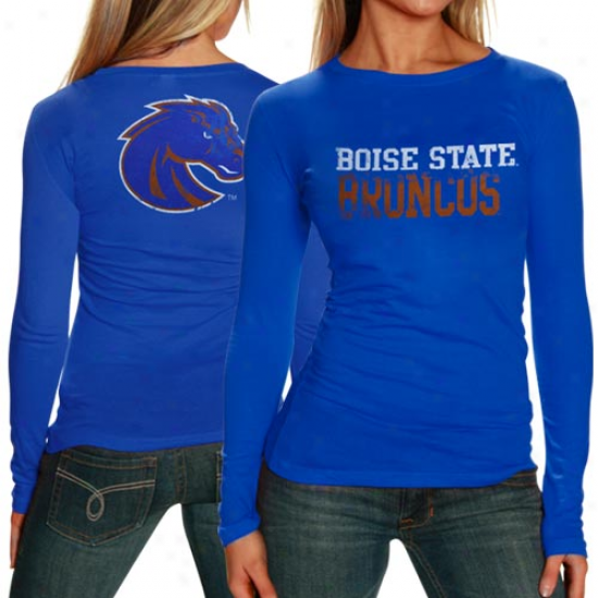 My U Boise State Broncls Ladies Literality Long Sleeve Premium T-shirt - Royal Blue