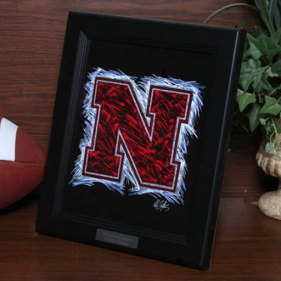 Nebraska Cornhuskers 10'' X 12'' Team Logo Framed Lithographic Prin