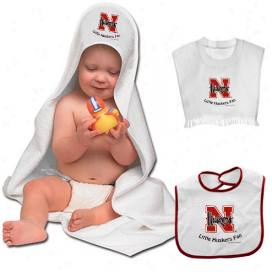 Nebraska Cornhuskres 3-piece Hooded Bath Towel And Bibs Set