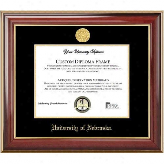 Nebraska Cornhuskers Classic Mahogany Gold Trim Medallion Diploma Frame