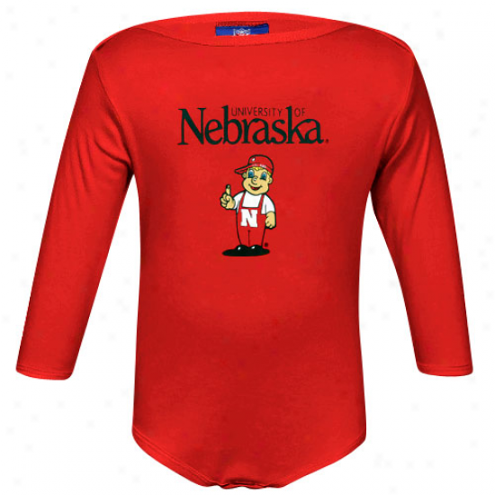 Nebraska Cornhuskers Infant Scarlet Mascot Long Sleeve Creeper