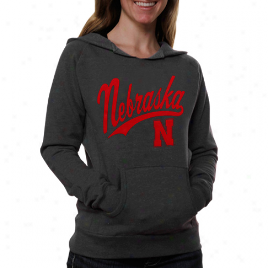 Nebraska Cornhuskers Ladies Black Script One V-neck Hoodie Sweatshirt