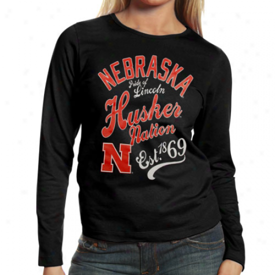 Nebraska Cornhuskers Ladies Sllashy Long Sleeve T-shirt - Black