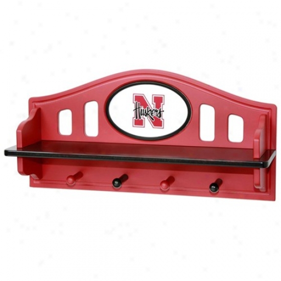 Nebraska Cornhuskers Scarlet Shelf With Pegs