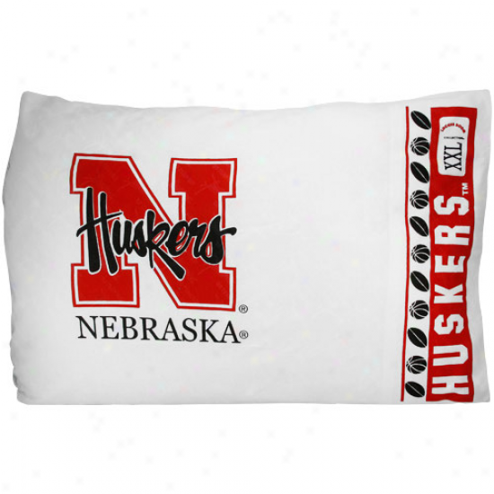 Nebraska Cornhuskers White Pillowcase