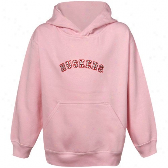 Nebraska Cornhuskers Youth Pink Polka Dot Pullover Hoody Sweatshirt