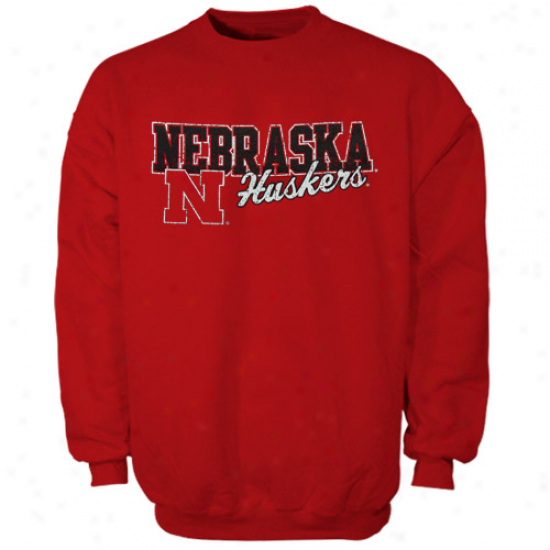 Nebrraska Cornhuskers Youth Scarlet Campus Crew Sweatshirt