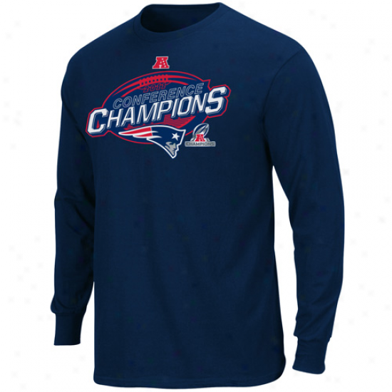 New England Patriots 2011 Afc Champions Conference Chocie Iv Long Sleeve T-shirt - Ships of war Blue