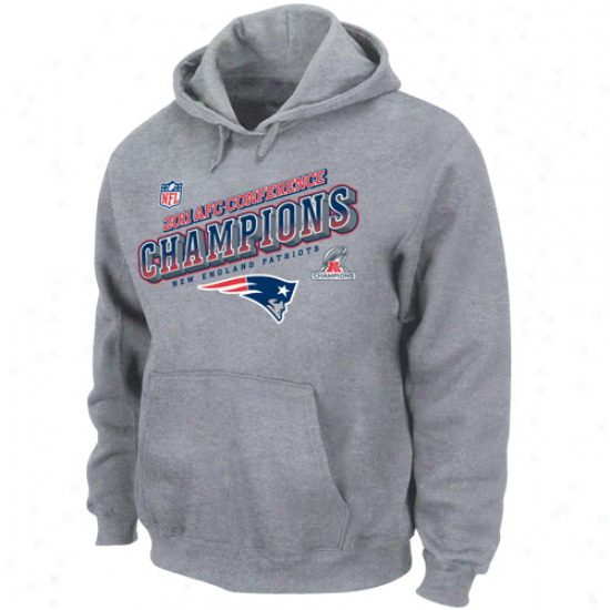 New England Patriots 2011 Afc Champions Locker Place Dimension Pullover Hoodie Sweatshirt - Steel