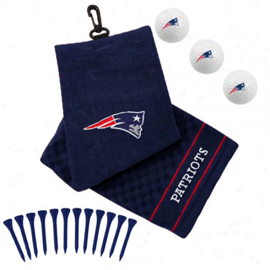 New England Patriots Embroidered Golf Towel, Golf Balls & Tees Gift Set