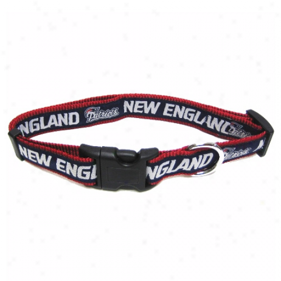 New England Patriots Navy Blue Adjustable Woven Team Pet Collar