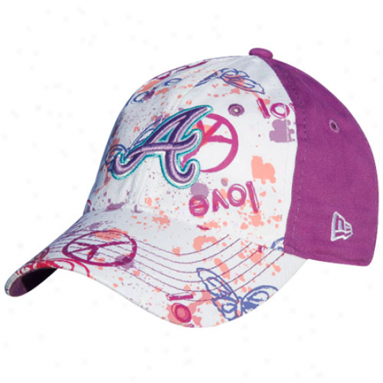 New Era Atlanta Braves Preschool Girls Purple-white Solar Ppwer Adjustable Hat