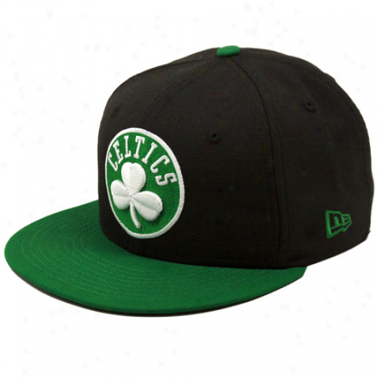 New Era Boston Celtics Black Primary Logo 59fifty Flat Bill Fitted Hat