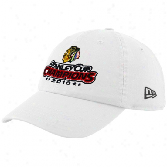 New Era Chicago Blackhawks Whute 2010 Nhl Stanley Cup Champions Adjustable Slouch Hat