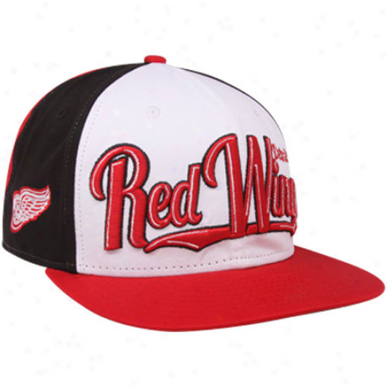 New Era Detroit Red Wings Red-black-white 9fifty Script Wheel Snapback Adjustable Hat