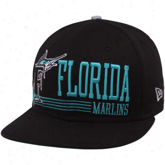 New Epoch Florida Marlins Black Cooperstown Retro Look 9fifty Snapback Adjustable Hat