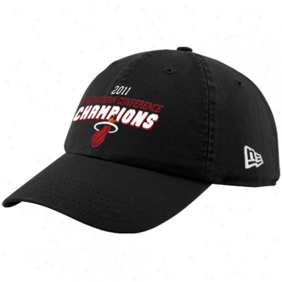 New Era Miami Heat Black 2011 Nba Eastern Conference Champions Adjustable Slouch Hat