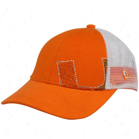 New Era Miami Hurricanes Youth Girls Orange Jerqey Shimmer Adjustable Hat