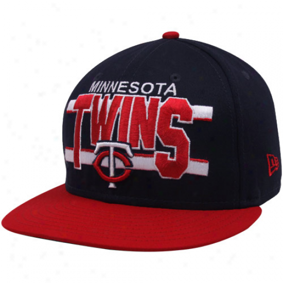 New Era Minnesota Twins Navy Blue-red Word Stripe 9fifty Snapback Adjustable Hat