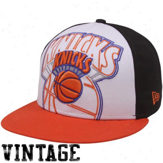 New Era New York Knicks Orange-white-black Little Big Pop 9fifty Snapback Adjustable Hat