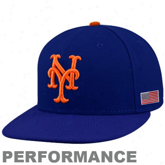 New Era New York Mets Royal Blue On-field 59fifty Usa Flag Fitted Performance Hat