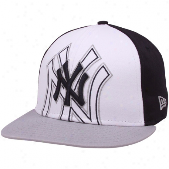 New Era New York Yankees Grayy-white-navy Blue Little Big Pop 9fifty Snapback Adjustable Hat