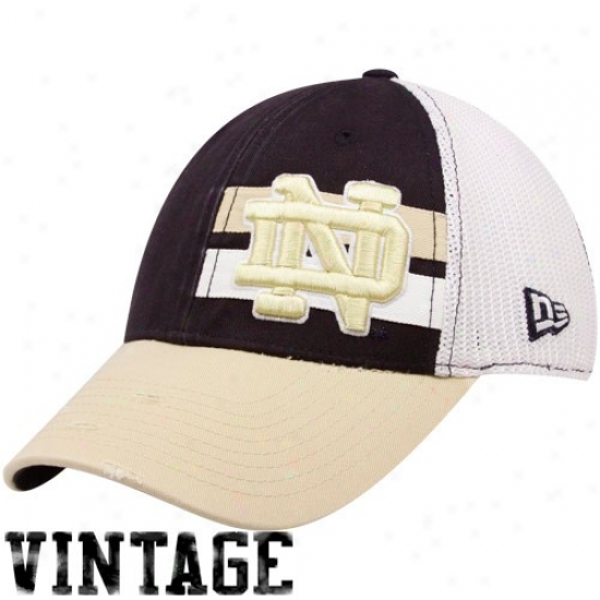 New Era Notre Mistress Fighting Irish Navy Blue Double Stripe Vintage Flex Hat