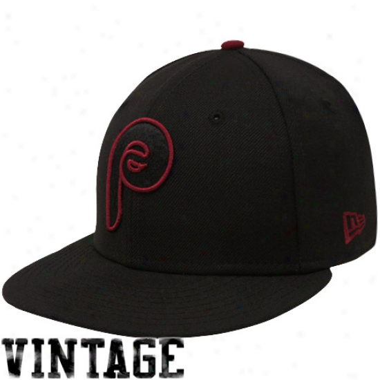 New Era Philadelphia Phillies Blakc 59fifty Tonal Pop Fitted Hat-