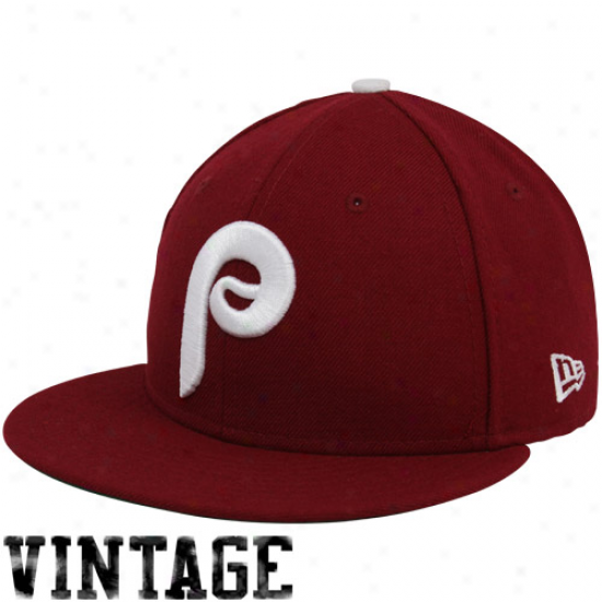 New Era Philadelphia Phillies Maroon 1980 Throwback Cooperstlwn On-field 59fifty Fitted Hat