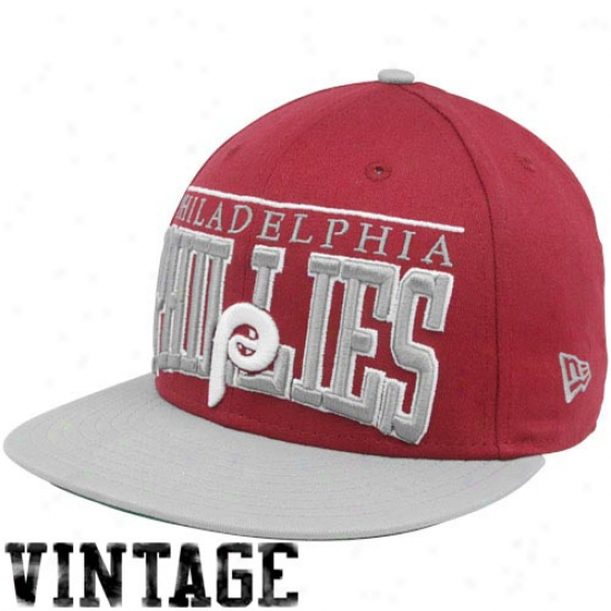 New Era Philadelphia Phillies Red-gray 9fifty Vintage Le Arch Snapback Adjustable Hat