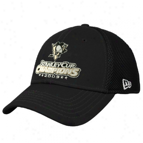 New Era Pittsburgh Penguins 2009 Nhl Stanley Cup Champions Blacl Neo 39thirty Stretch Fit Hat