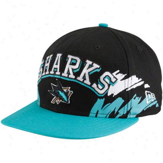 New Era San Jose Sharks Black-teal Side Snapback 9fifty Adjustqble Hat