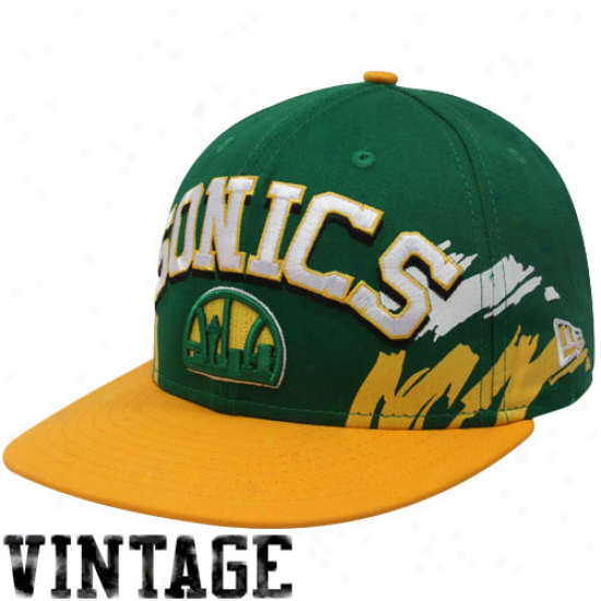 New Era  Seattle Supersonics Green-gold Hardwood Classics Side Snapback 9fifty Adjustable Hat