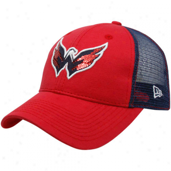 New Era Washington Capitals Ladies Red-navy Blue C-quin Mesh Back Adjustable Hat