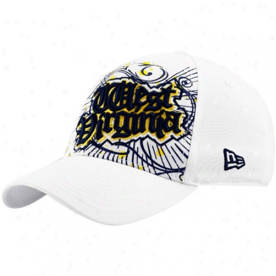 New Era West Virginia Mountaineers White Bhrzt 39thirty Stretch Fit Hat