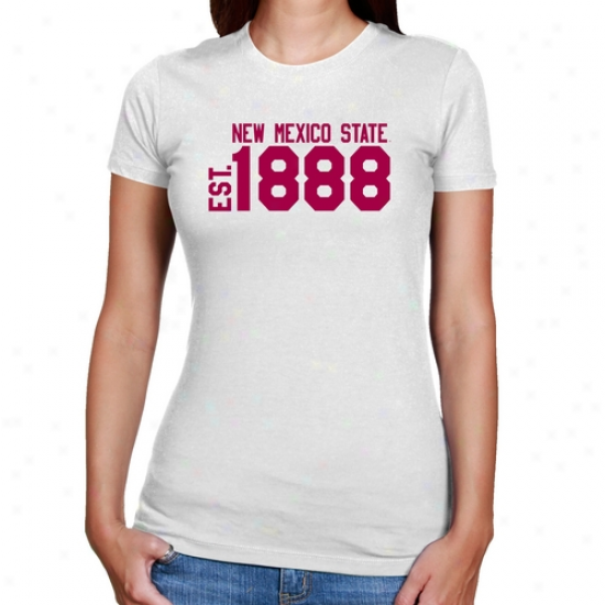 New Mexico State Aggies Ladies White Est. Date Slim Fit T-shirt