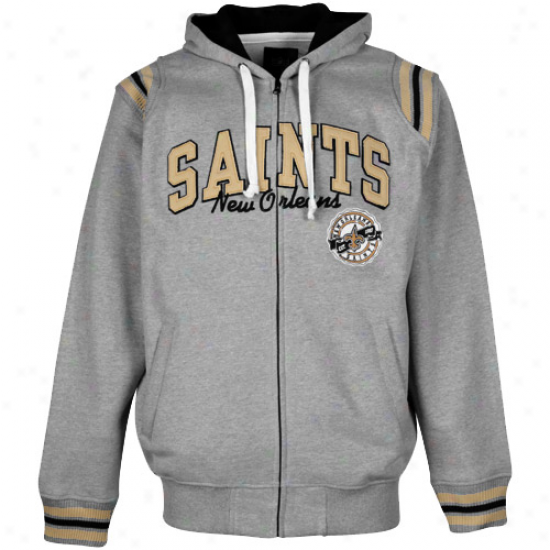 New Orleans Saints Ash Knockout Full Zip Hoodie Sweatshirt