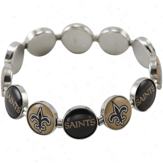 New Orleans Saints Enamel Charm Beaded Bracelet