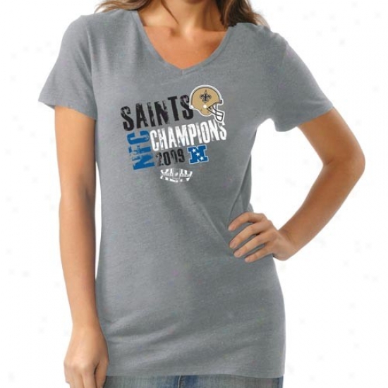 Unaccustomed Orleans Saints Ladi3s Ash 2009 Nfc Champions Triblend V-neck T-shirt