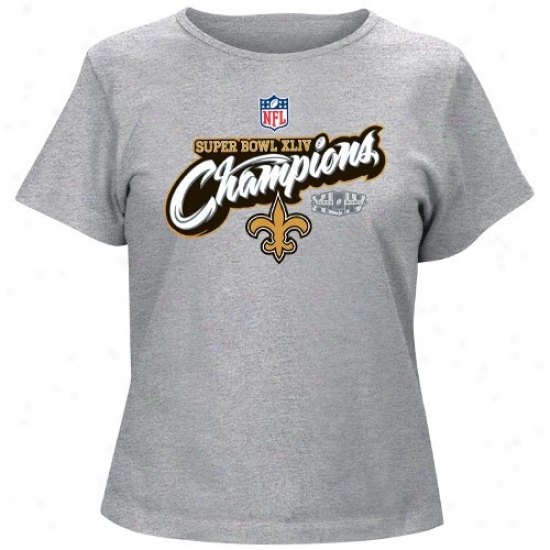 New Orleans Saints Ladies Ash Super Bowl Xliv Champions Higher Ground Official Locker Room T-shirt