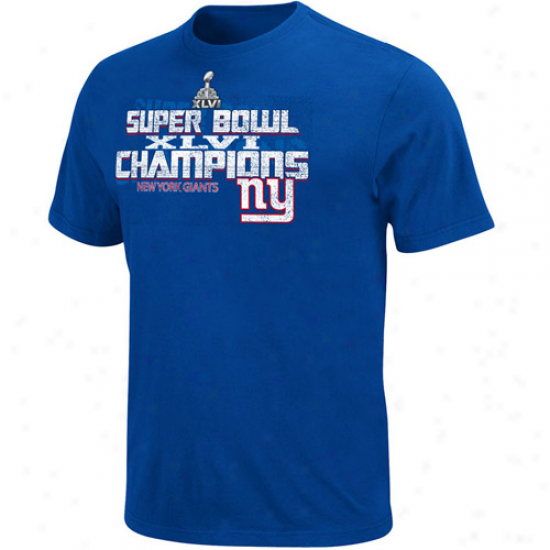 New York Giants Super Bowl Xlvi Champions T-shirt - Royal Blue