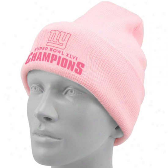 New York Giants Super Bowl Xlvi Ladies Bellrophon Cuffed Knit Beanie - Pink