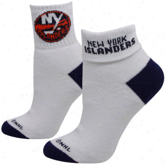 Repaired York Islanders Ladies White-black Roll-down Socks