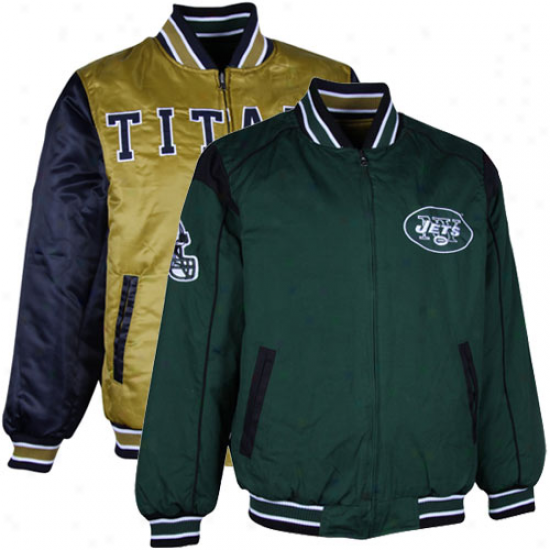 New York Jets Green-gold Team Varsity Full Zip Reversible Jacket