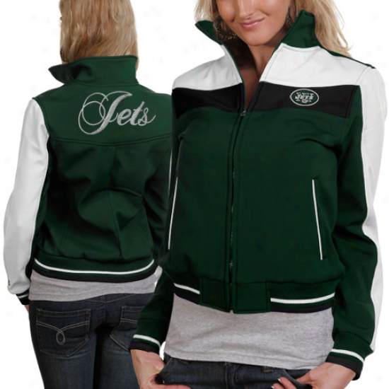 New York Jets Ladies Green Bonded Softshell Full Zip Jacket