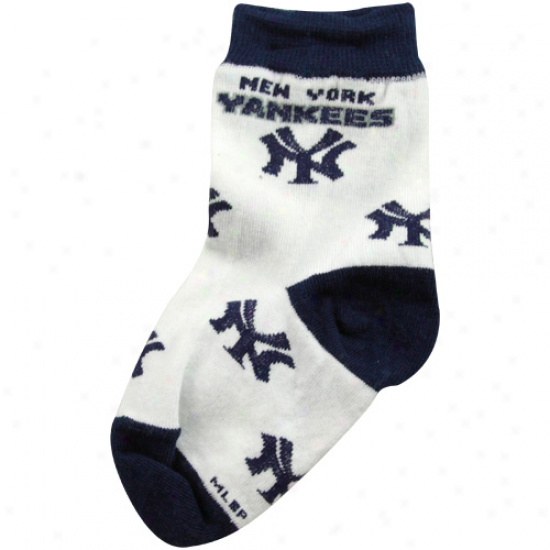 New York Yankees Infant Allover Crew Socks - White