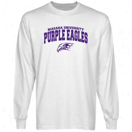 Niagara Purple Eagles White Logo Arch Long Sleeve T-shirt