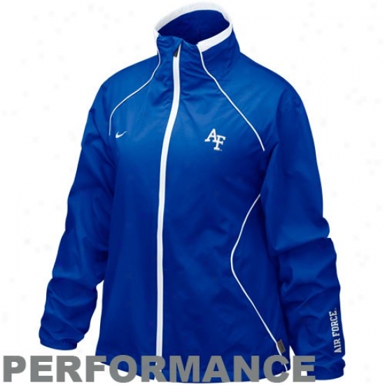 Nike Air Force Falcons Ladies Royal Blue Run Blitz Full Zip Performance Jacket