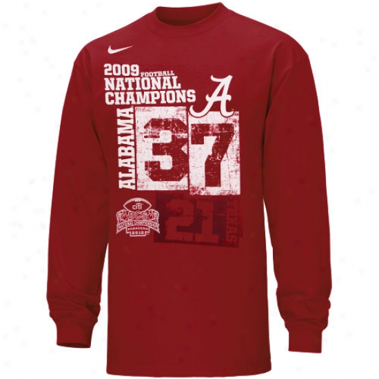 Nike Alabama Crimson Tide Crimsonn 2009 Bcs National Champions Celebration Pasadena Score Long Sleeve T-shirt